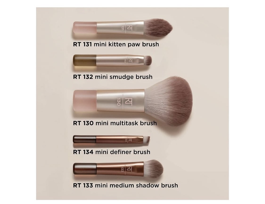 Real Techniques New Nudes 2.0 On-The-Glow Mini Makeup Brush Set + Mirrored Compact — Limited Edition
