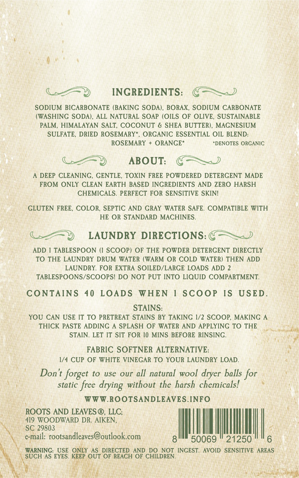 Powdered Laundry Detergent - Rosemary Orange