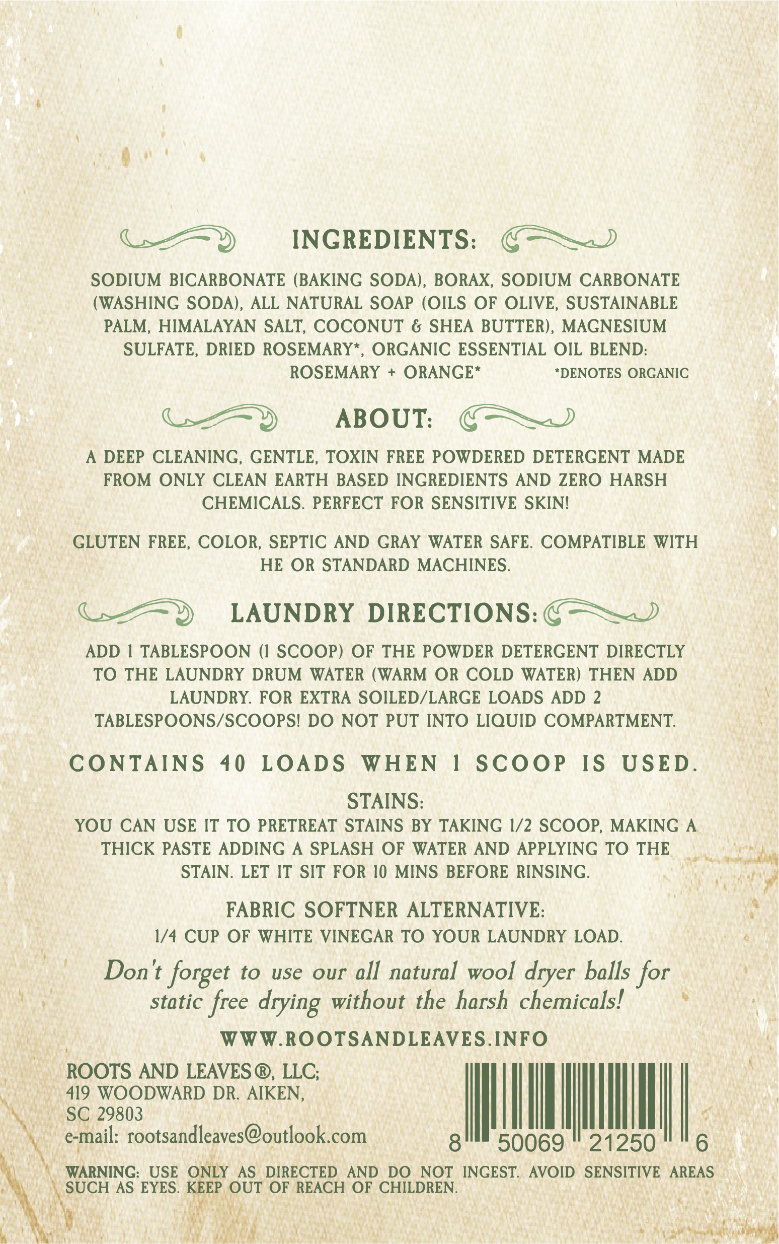 Powdered Laundry Detergent - Rosemary Orange
